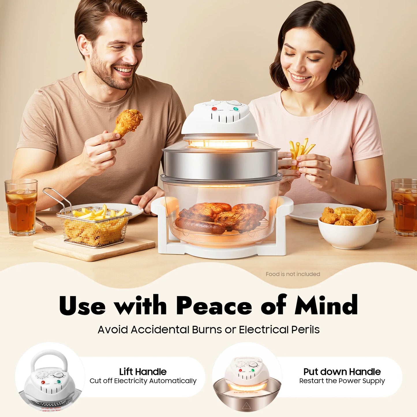 Visual Air Fryer 1200W Hot Air Circulation Oil Free Cooker