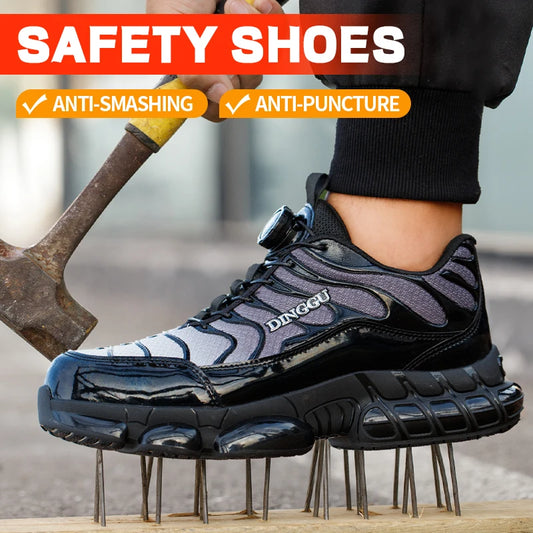 Puncture-Proof Lace-Up Safety Shoes For Men With Steel Toe