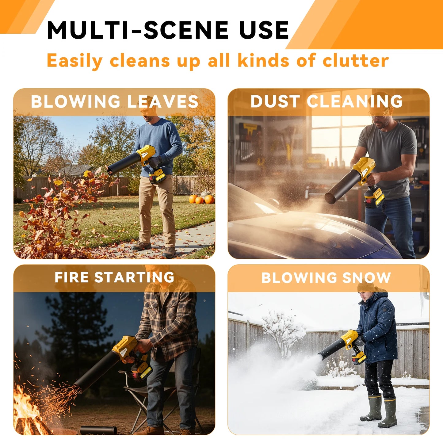 XYSD Cordless Leaf Blower Turbo Jet With Dual 4500mAh Batteries