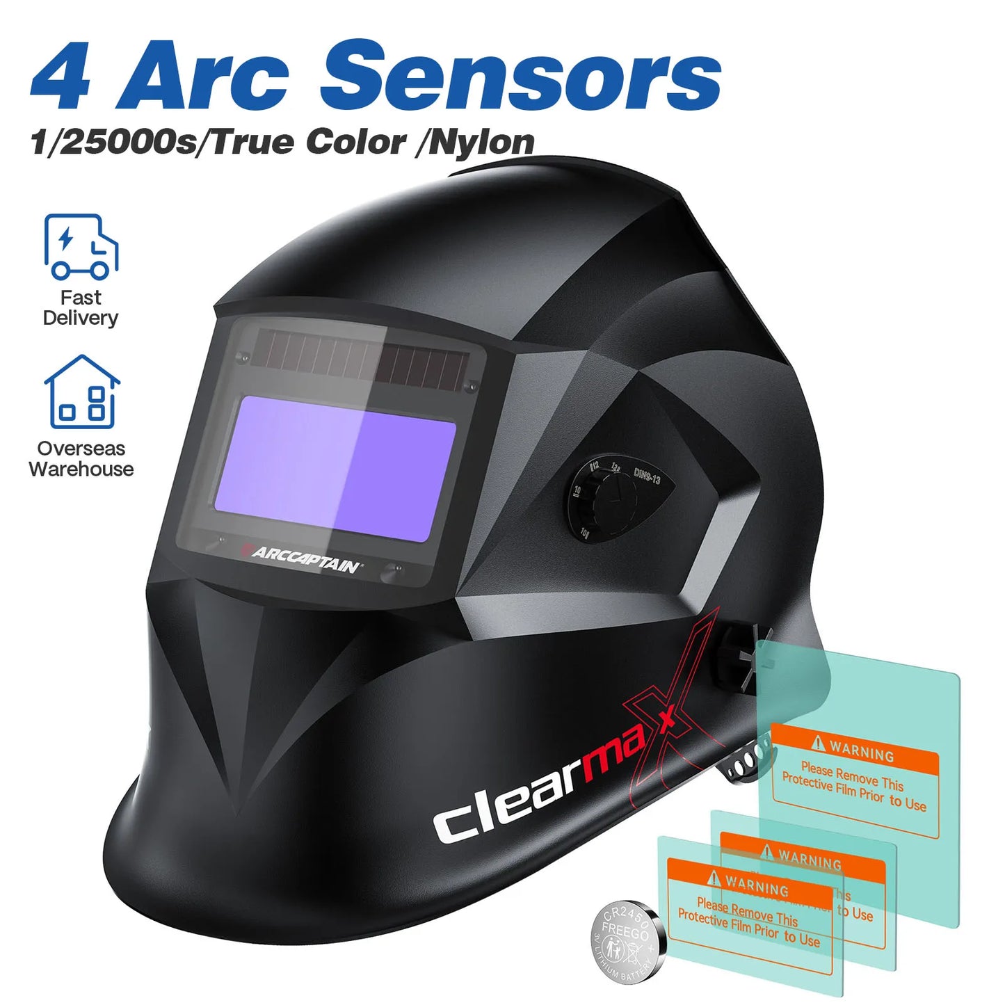 ARCCAPTAIN Auto Darkening Welding Helmet DIN 4 TIG MIG MMA