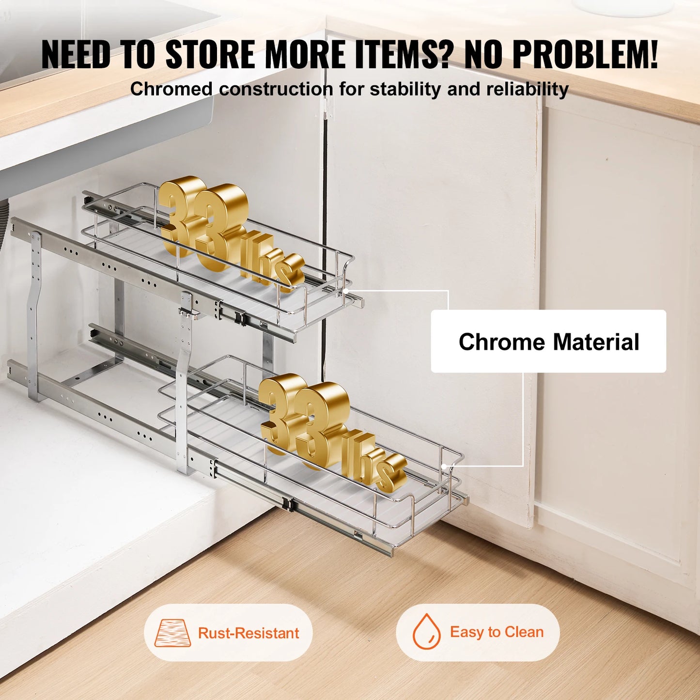 VEVOR Pull Out Cabinet Organizer Heavy Duty Pantry Shelves