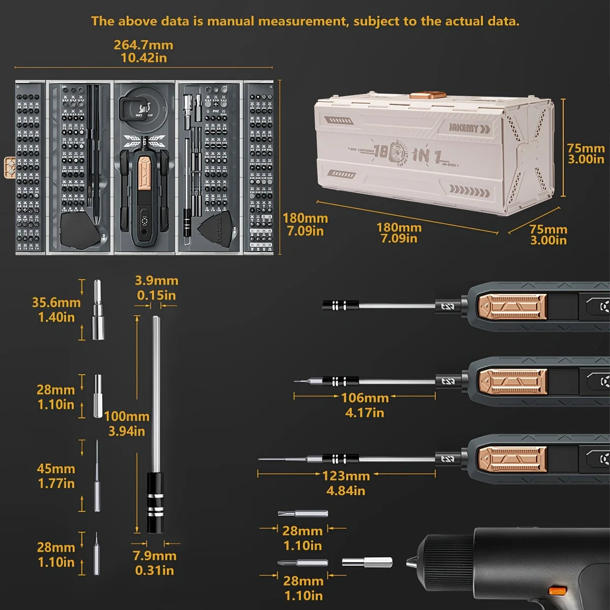 Jakemy 180 In 1 Magnetic Screwdriver Set For Repairs