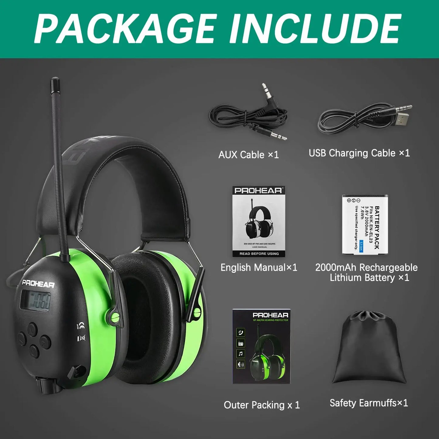 ZOHAN Bluetooth Earmuffs Pro Hearing Protection With Noise Reduction