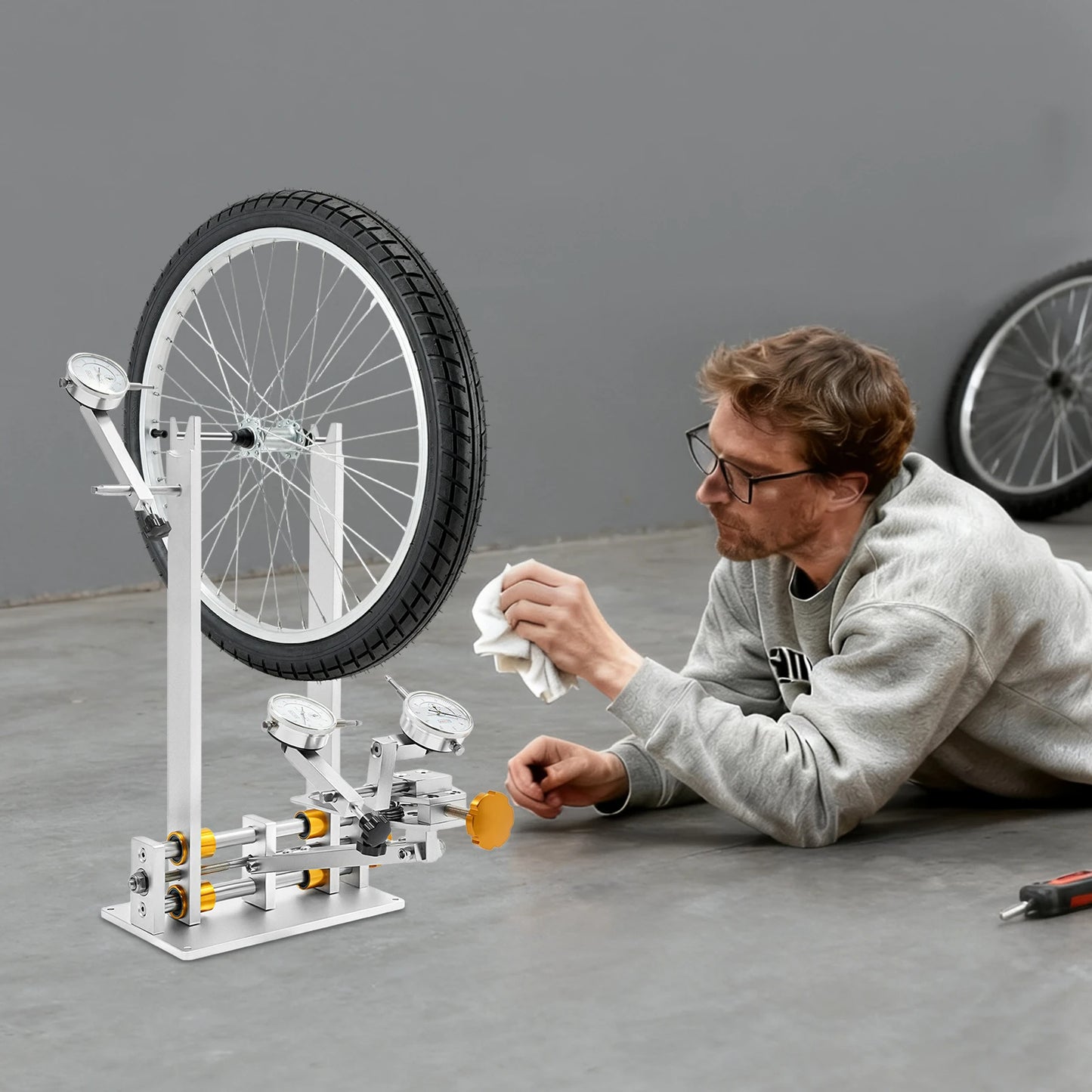 Professional CNC Aluminum Wheel Truing Stand With 3 Gauges