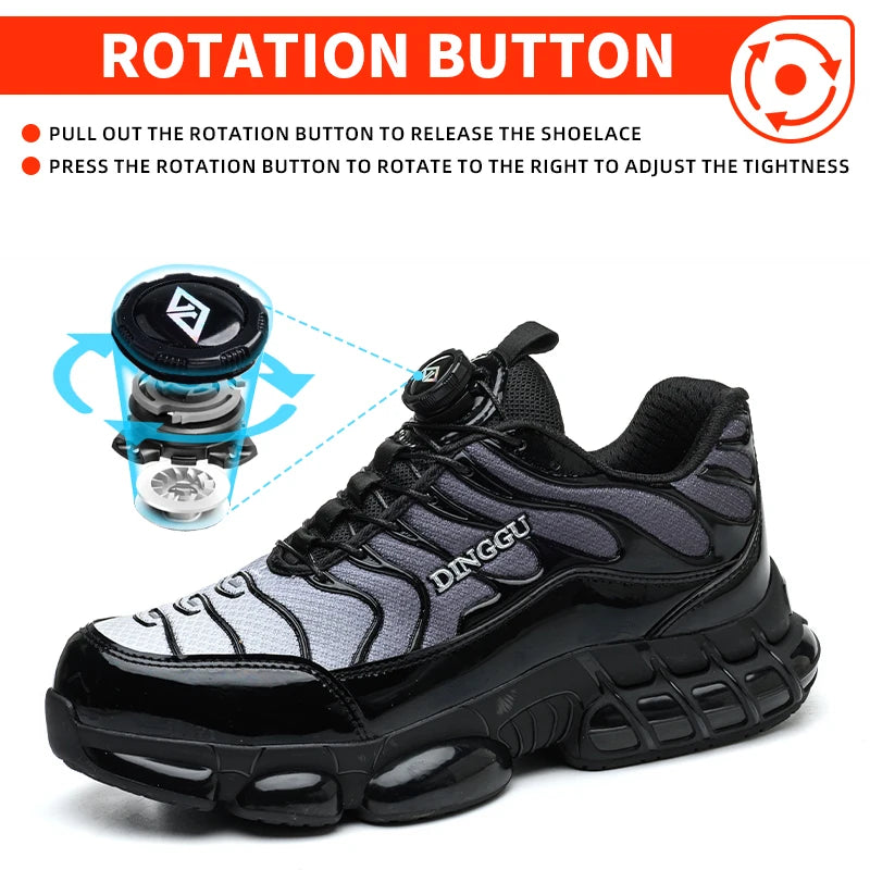 Puncture-Proof Lace-Up Safety Shoes For Men With Steel Toe