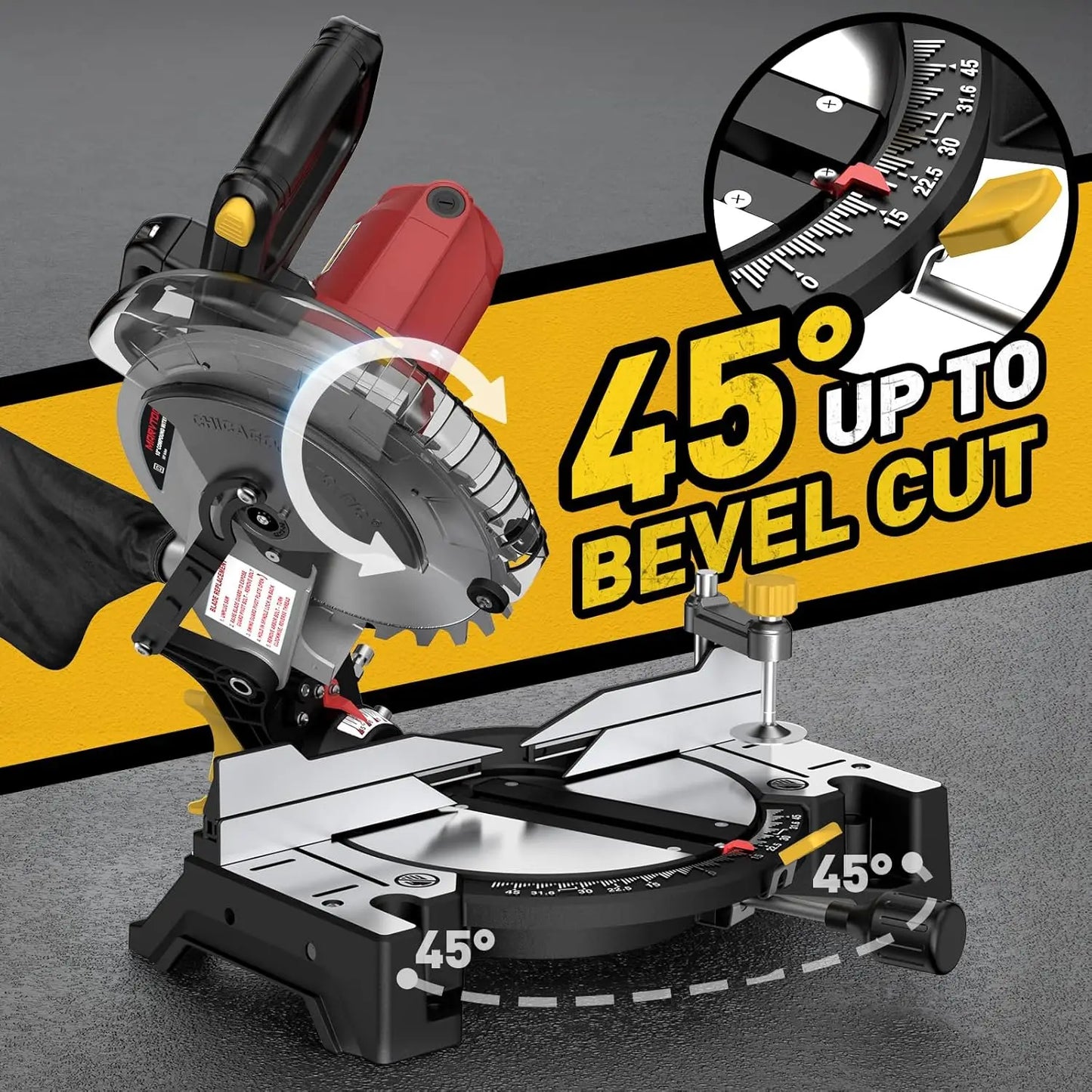 Compound Miter Saw Single Bevel 15-Amp 0-45 Left Multi Material