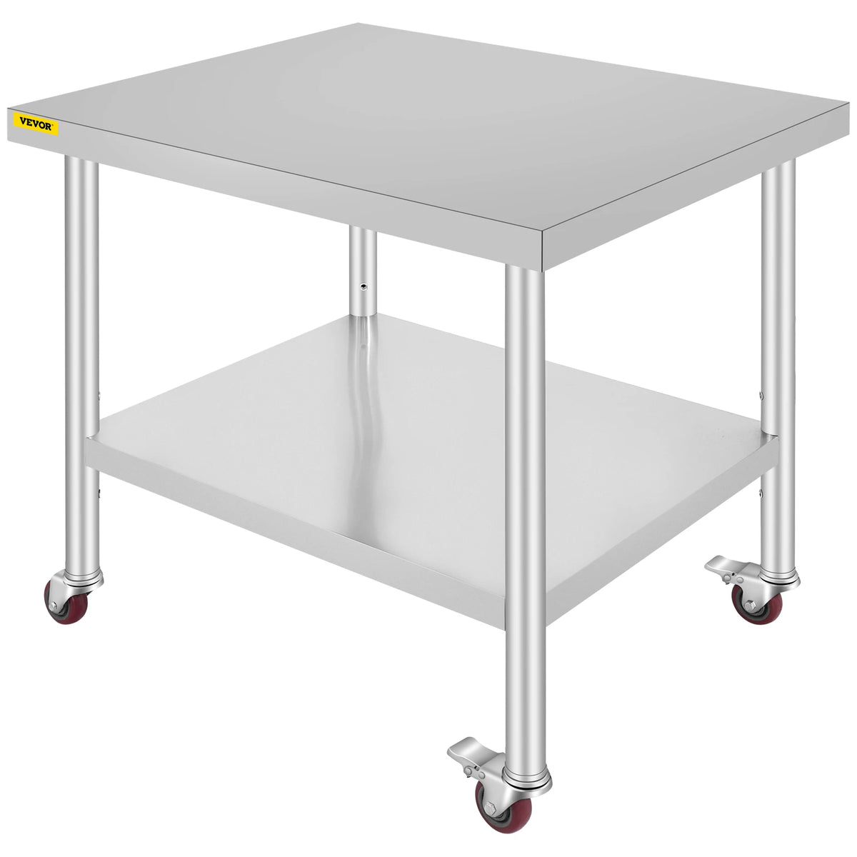 SucceBuy Stainless Steel Prep Table With Backsplash And Caster Wheels