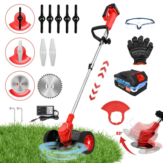 21V Cordless Three In One Grass Trimmer With Wheels Edger