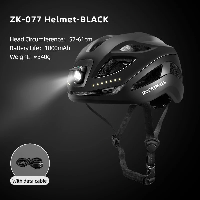 ROCKBROS Cycling Helmet With TypeC USB Front LED Light