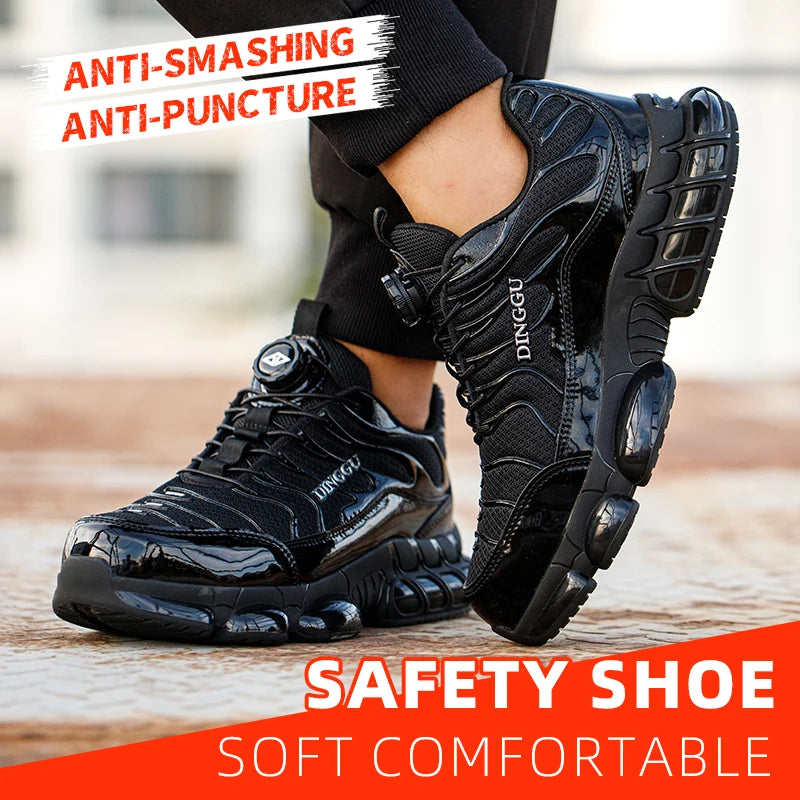 Puncture-Proof Lace-Up Safety Shoes For Men With Steel Toe