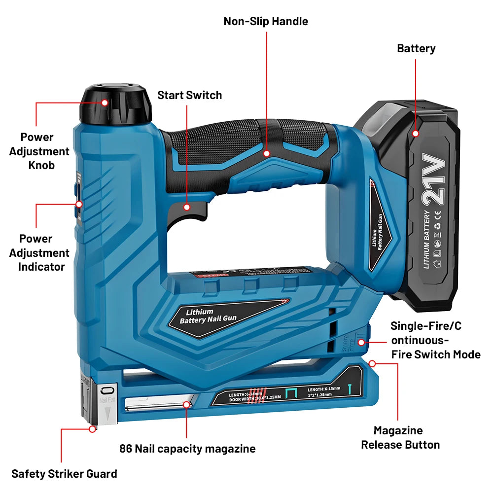 YEARTOP 2in1 Electric Nailer And Stapler Cordless Framing Tool