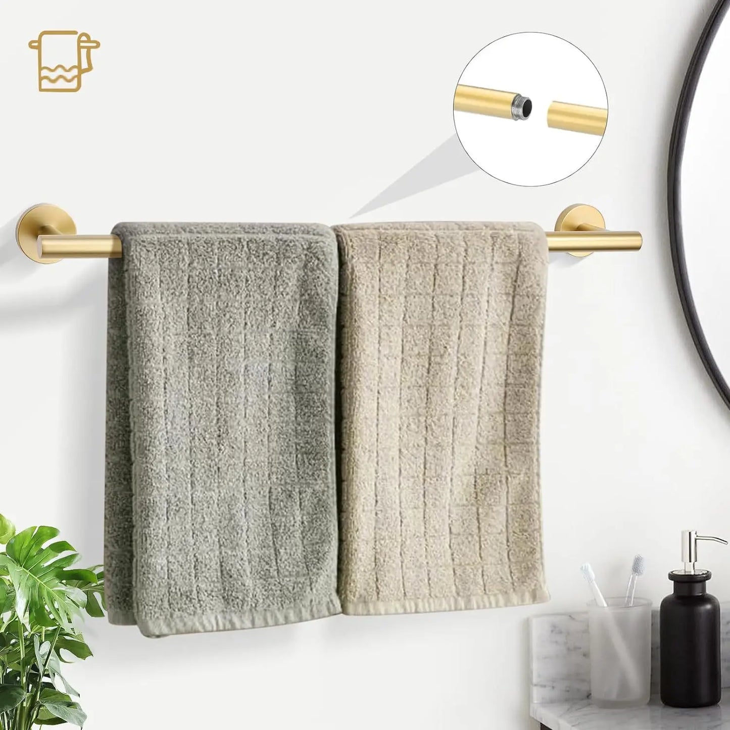 5 Piece Bathroom Accessories Set Stainless Steel Hardware Towel Bar Set