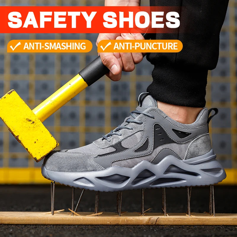 Men's Puncture Proof Steel Toe Work Shoes Non Slip Boots