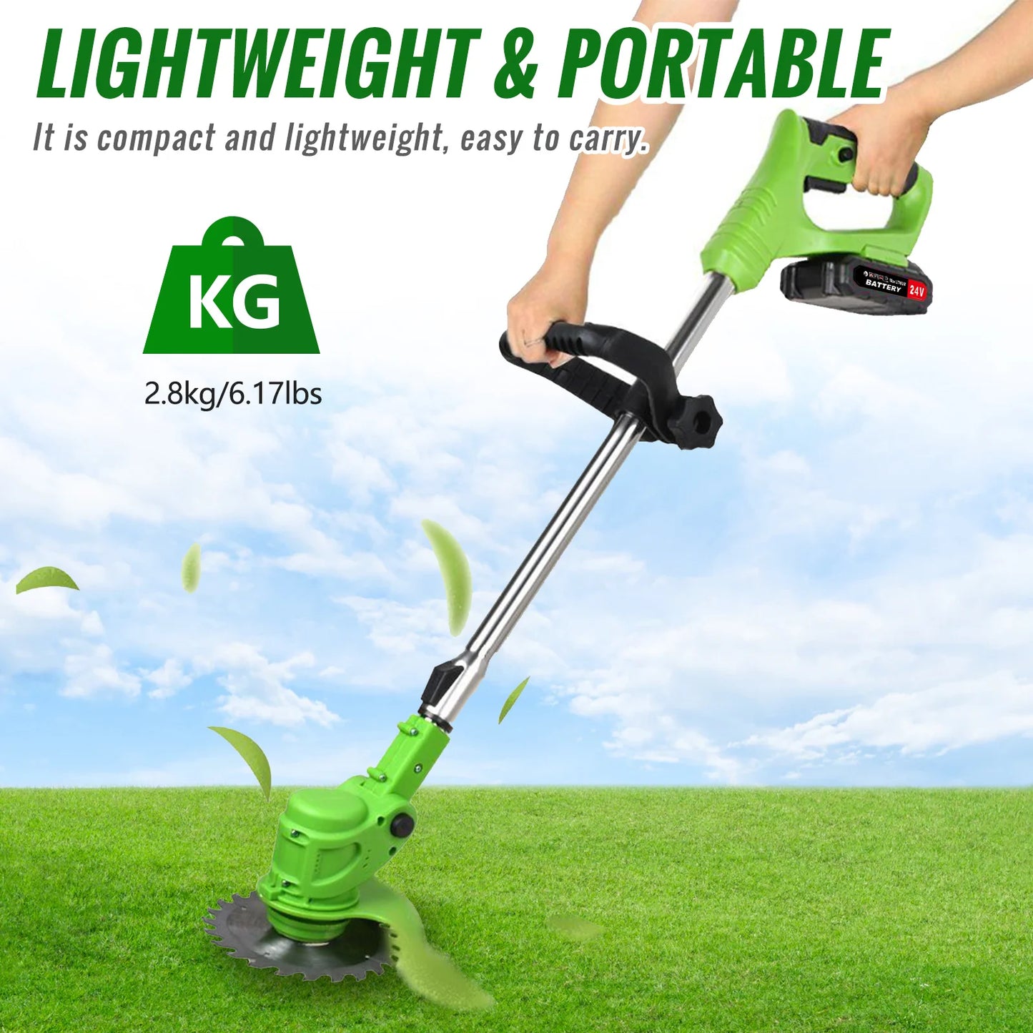 Electric Cordless Weed Trimmer 2 In 1 String Grass Cutter