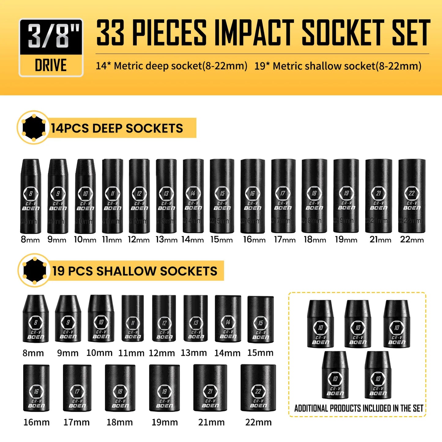 BOEN 57-Piece Socket Set SAE And Metric With Ratchet Handle