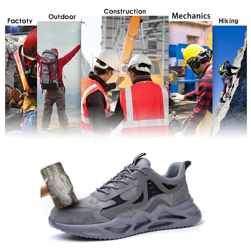 Men's Puncture Proof Steel Toe Work Shoes Non Slip Boots