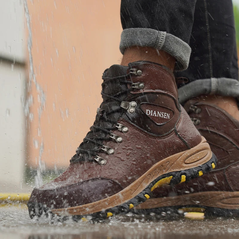 VEIGAR Waterproof Leather Safety Boots For Men Indestructible AntiPuncture