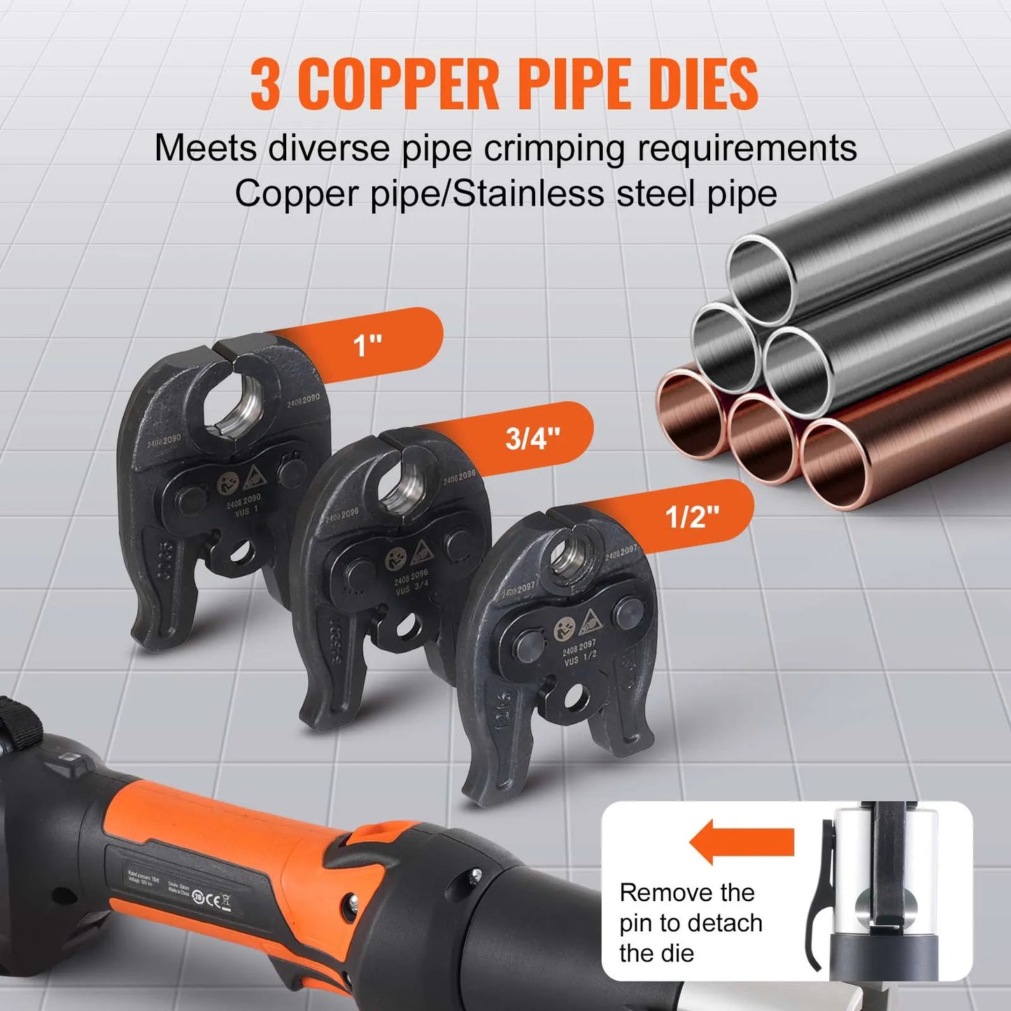 SucceBuy 18V Electric Pipe Crimping Tool Half Inch To One Inch Copper Pipes