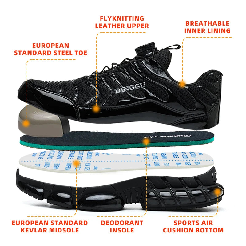 Puncture-Proof Lace-Up Safety Shoes For Men With Steel Toe
