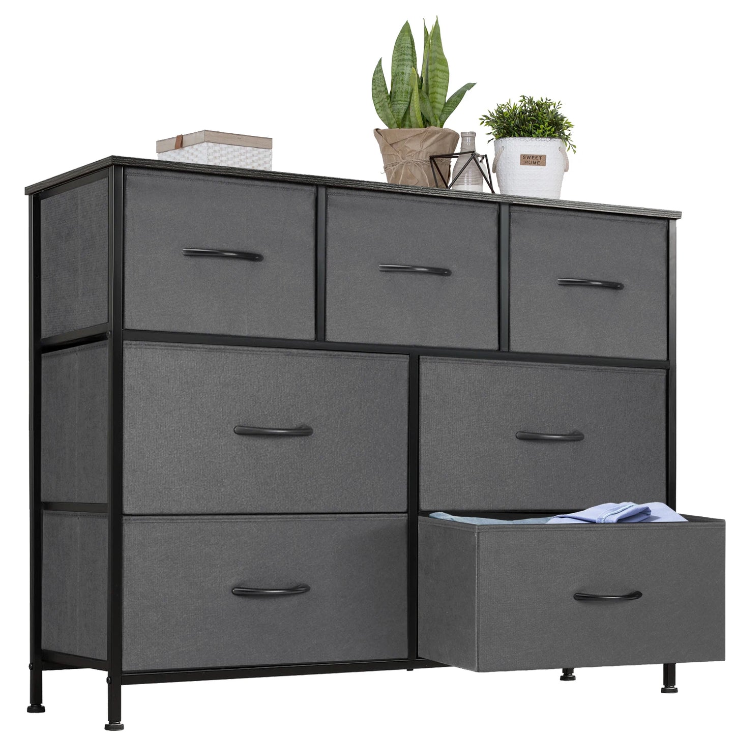 JHK Dresser With Seven Fabric Drawers For Bedroom Living Room