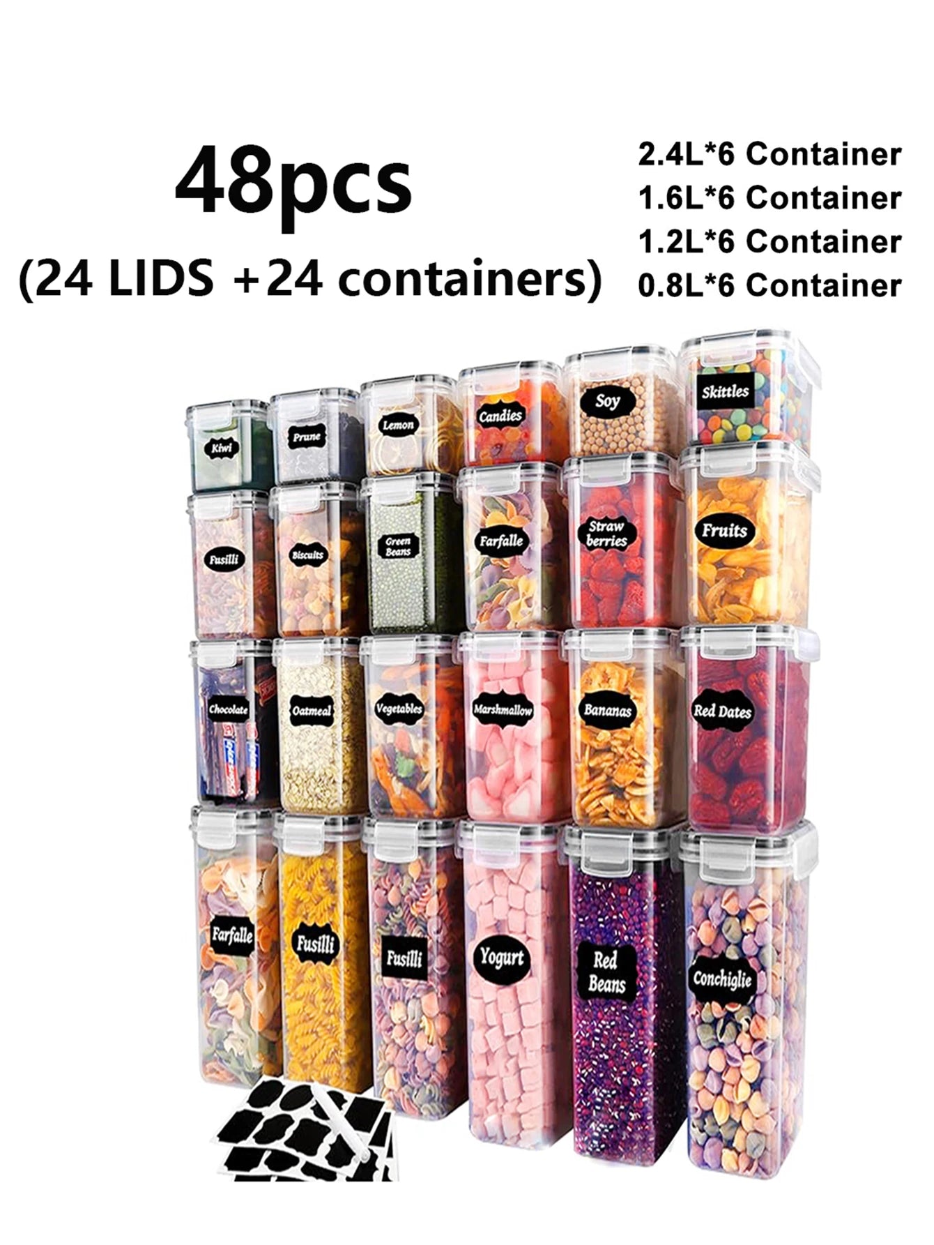 Sealed Food Storage Containers Set With Lids 48 Pieces