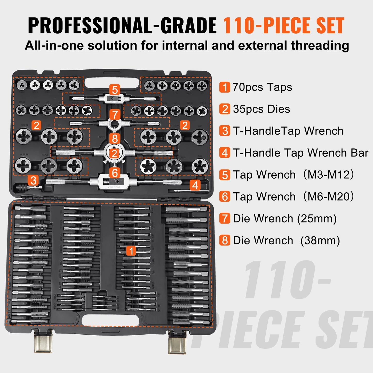 SucceBuy Tap and Die Set Bearing Steel Essential Threading Tool