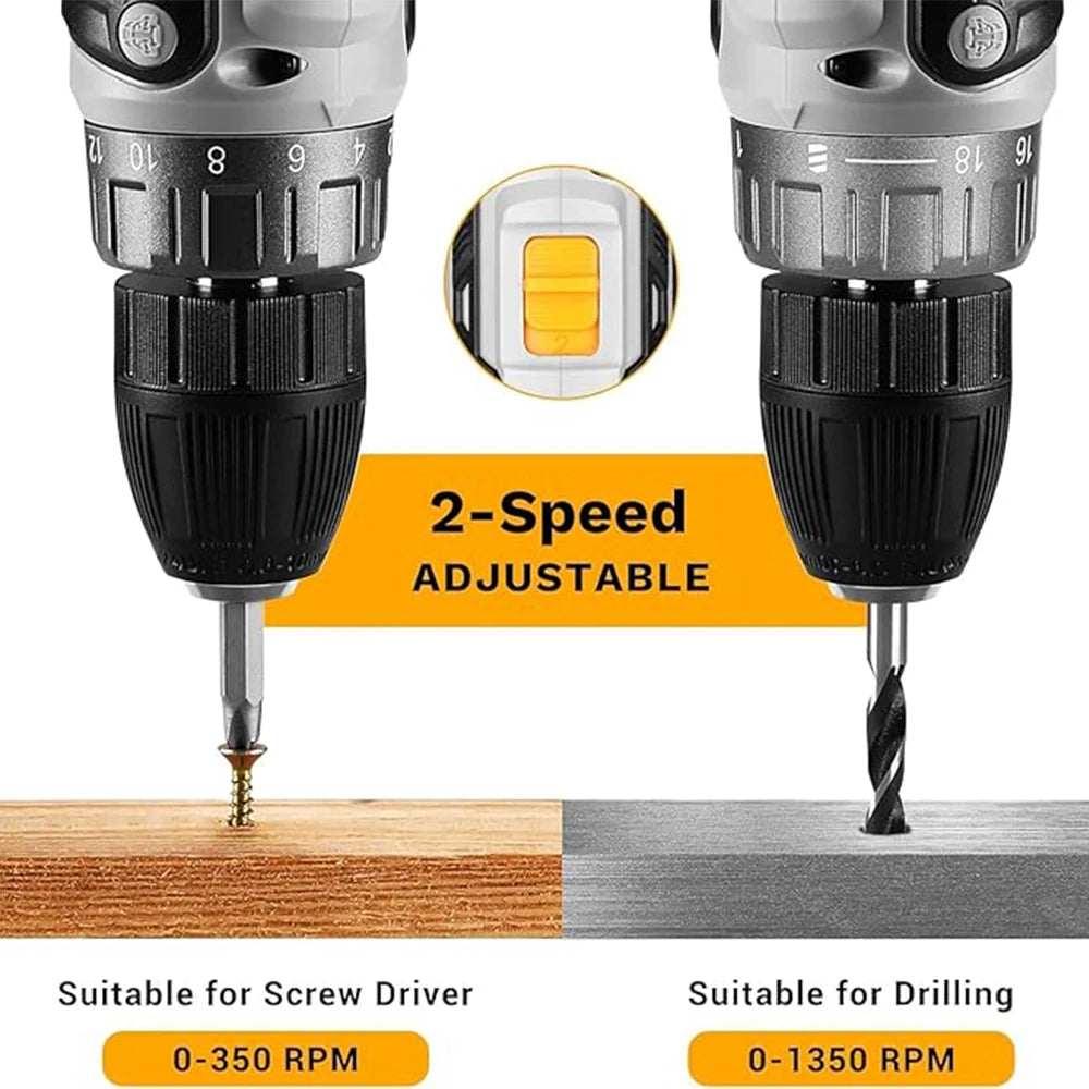 DEKO 20V Cordless Drill Driver Kit With Battery And Charger