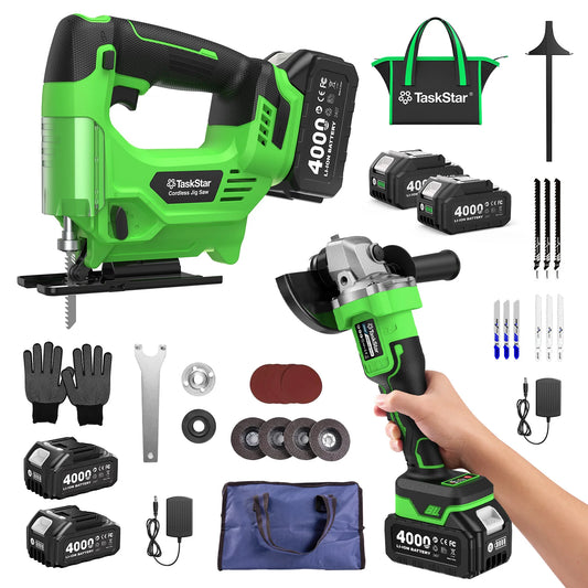 Taskstar Cordless Jig Saw And Brushless Angle Grinder Tool Set