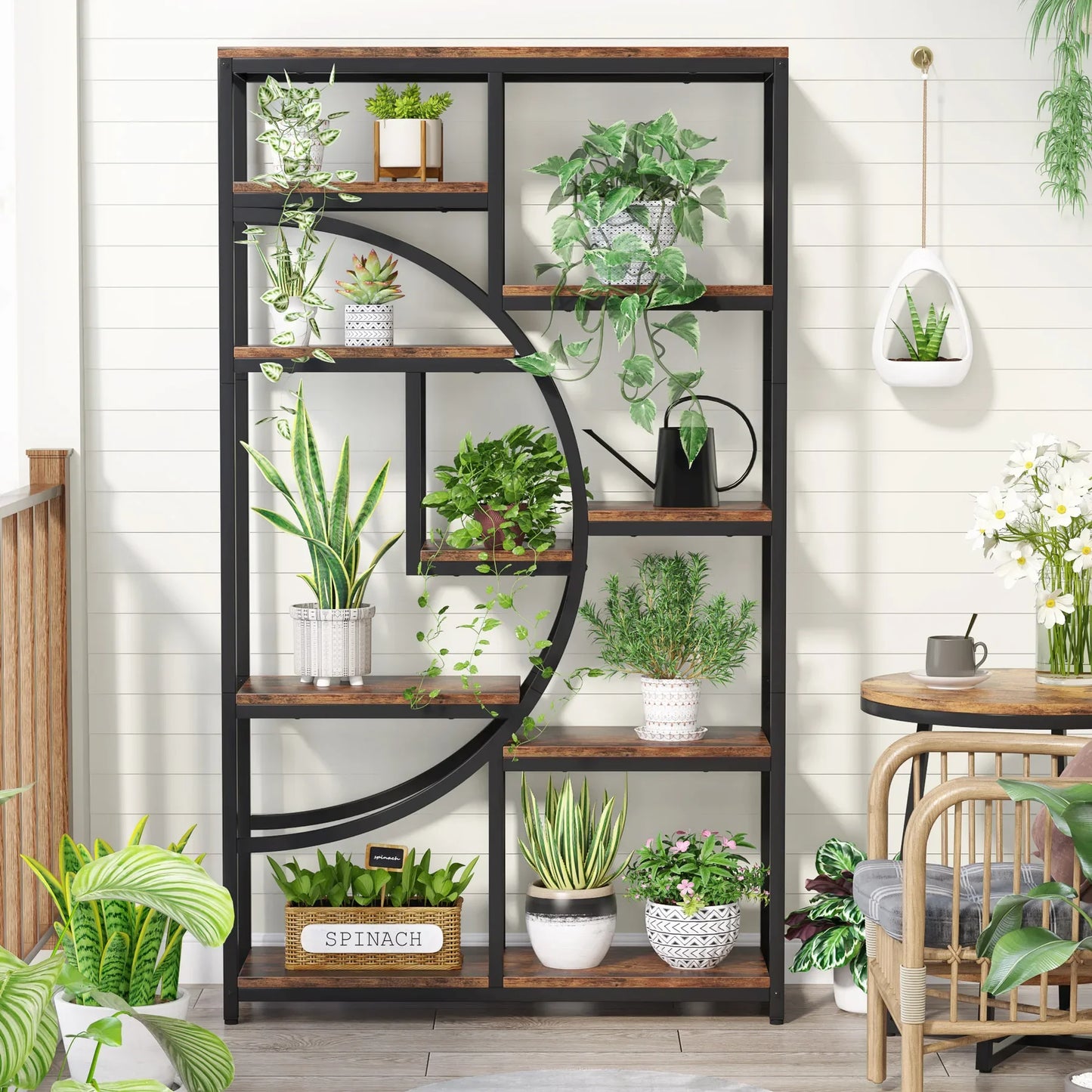 Tribesigns 5 Tier Industrial Bookshelf With Metal Frame Antique Finish