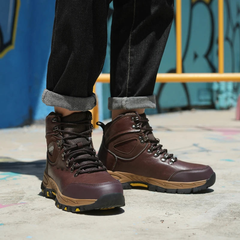 VEIGAR Waterproof Leather Safety Boots For Men Indestructible AntiPuncture