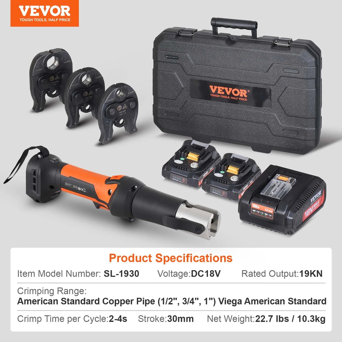 SucceBuy 18V Electric Pipe Crimping Tool Half Inch To One Inch Copper Pipes