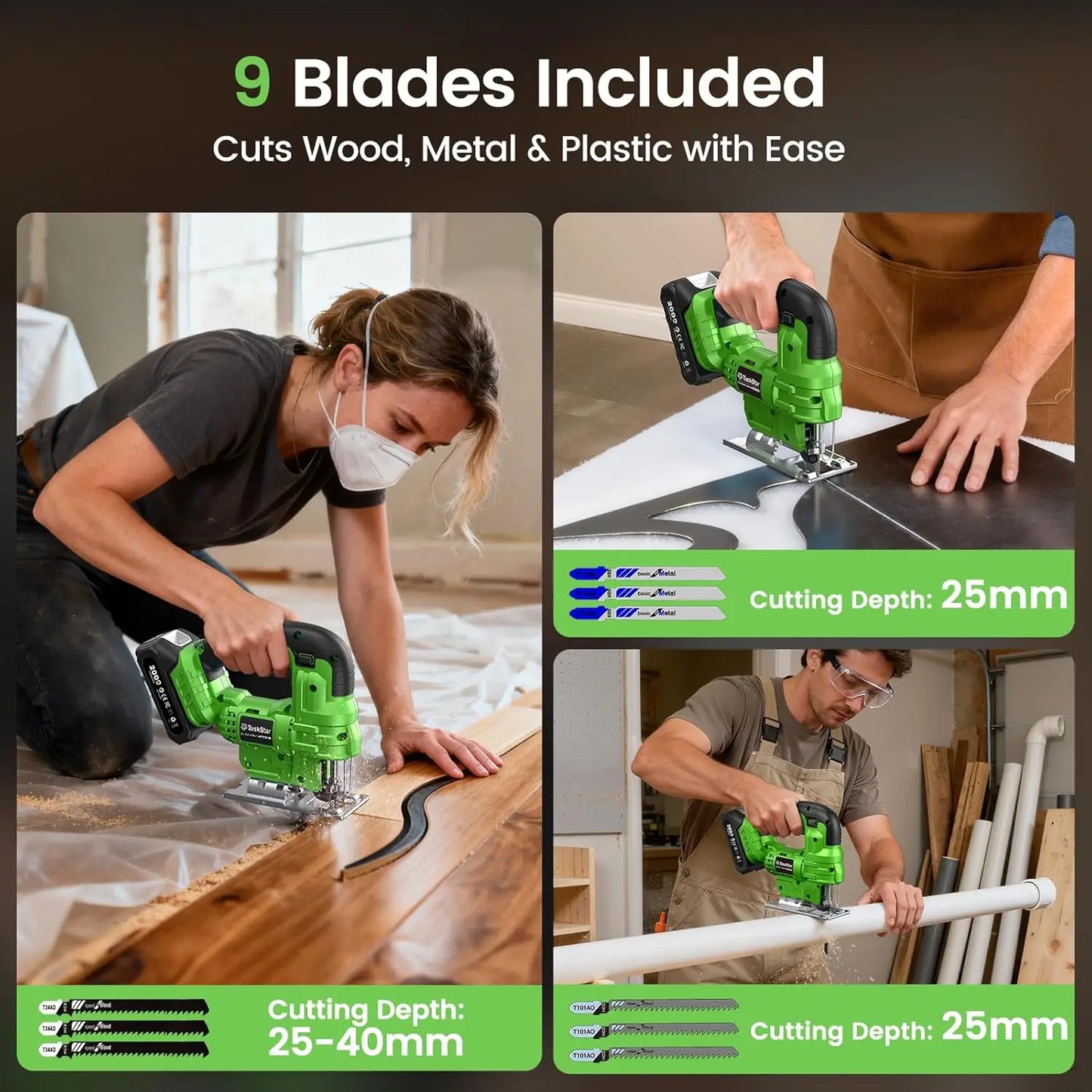 Taskstar Cordless Jig Saw And Brushless Angle Grinder Tool Set