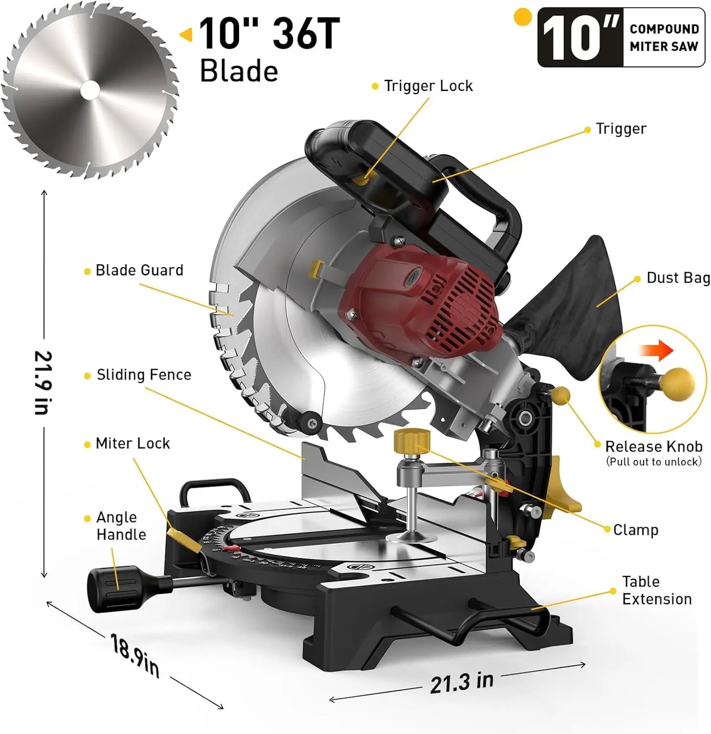 Compound Miter Saw Single Bevel 15-Amp 0-45 Left Multi Material