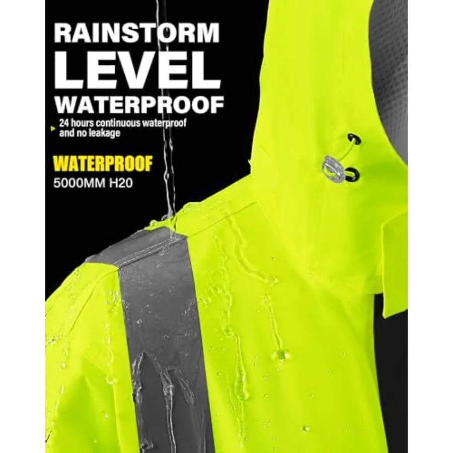 Reflective High Visibility Safety Jacket With Hood For Outdoor Construction