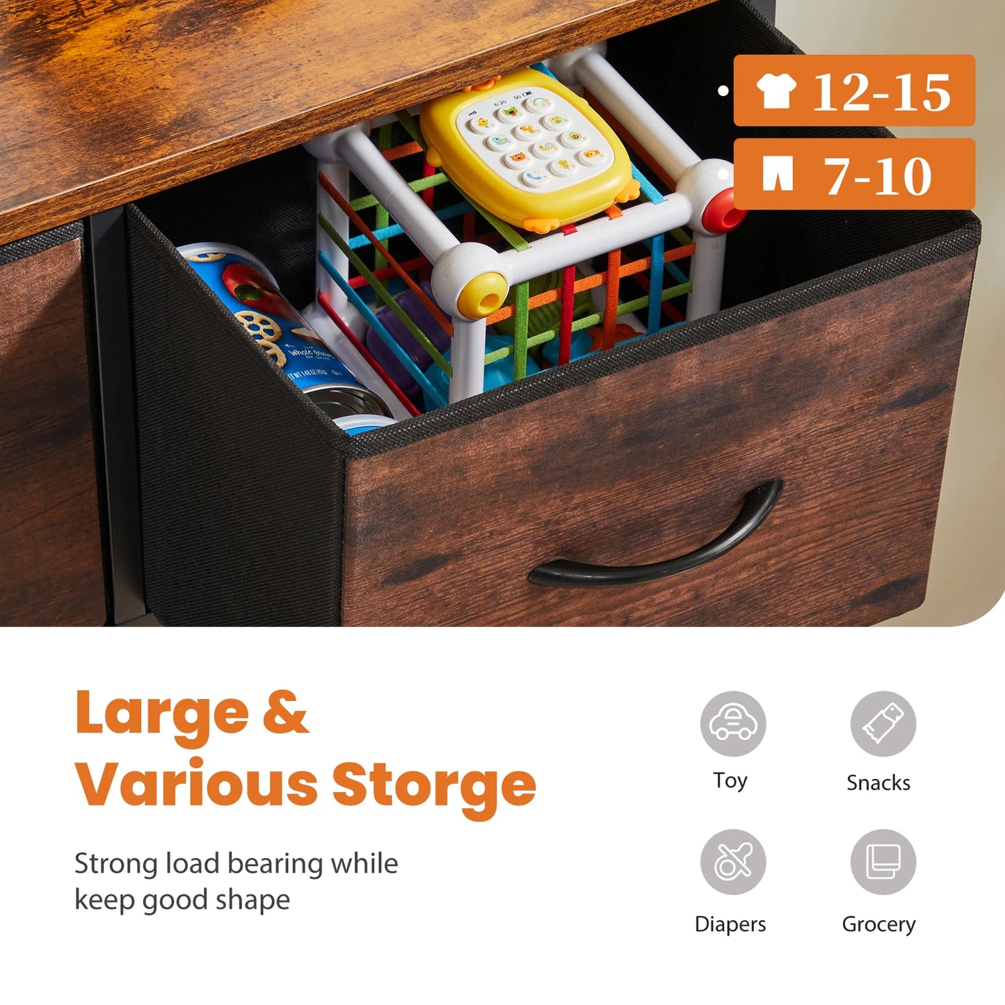 JHK Fabric Storage Dresser With 9 Drawers Wardrobe Organizer