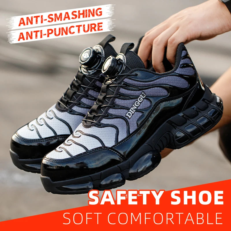 Puncture-Proof Lace-Up Safety Shoes For Men With Steel Toe