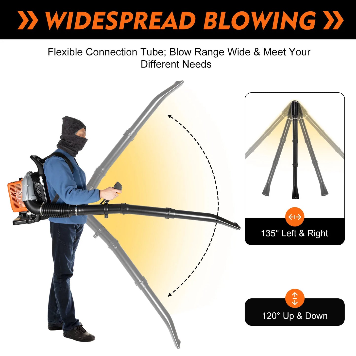 Bymaocar 63cc Gas Leaf Blower Backpack 2-Stroke, 6800 RPM