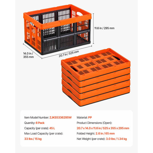 SucceBuy 45L Collapsible Storage Baskets With Handles Stackable
