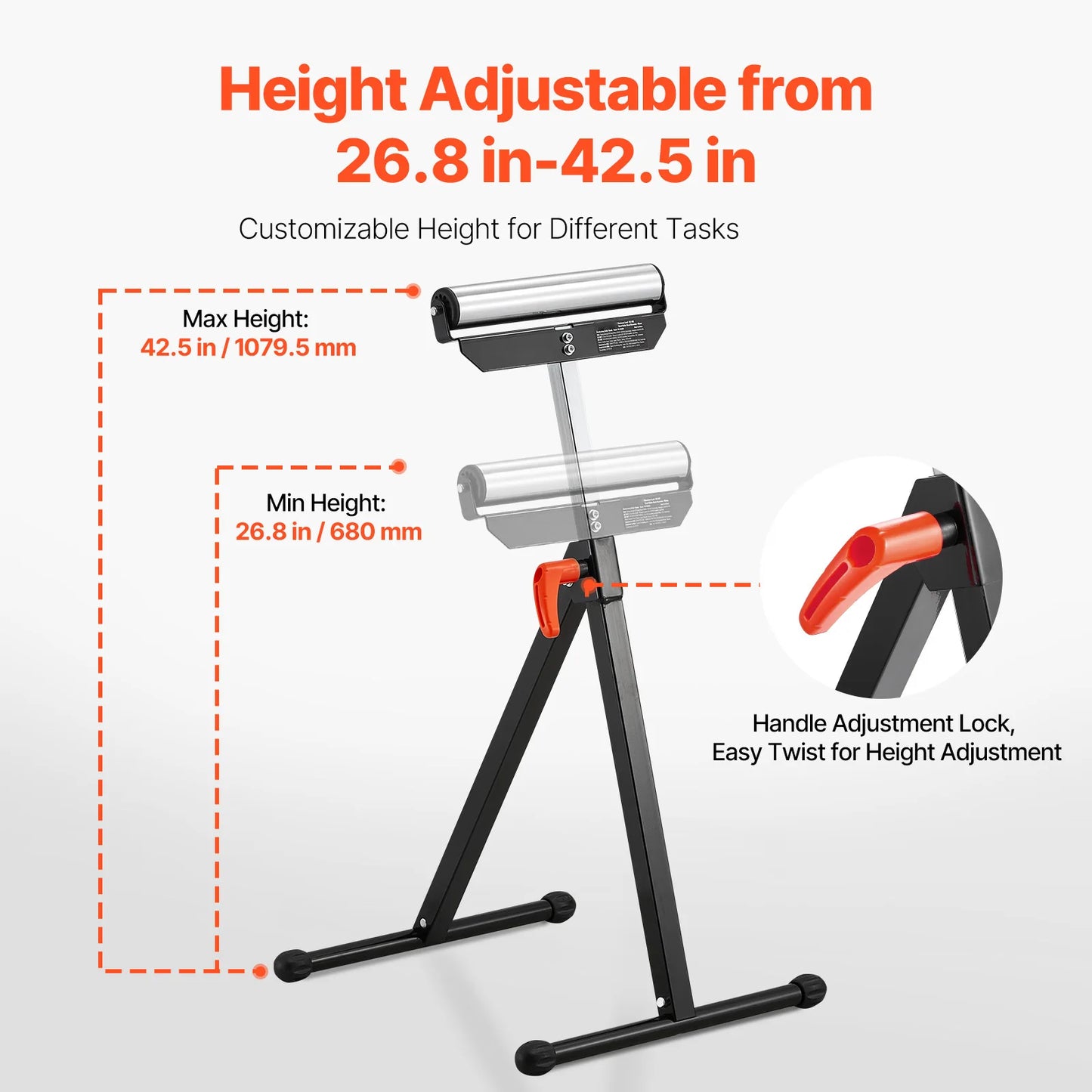 SucceBuy Adjustable Height Roller Stand With Eleven Point Five Inch Roller