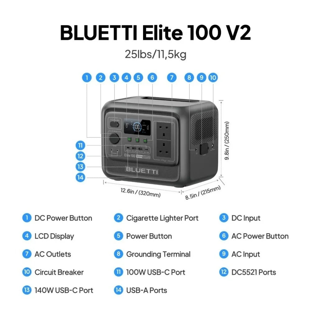 BLUETTI Elite V2 Portable Power Station For Camping Backup