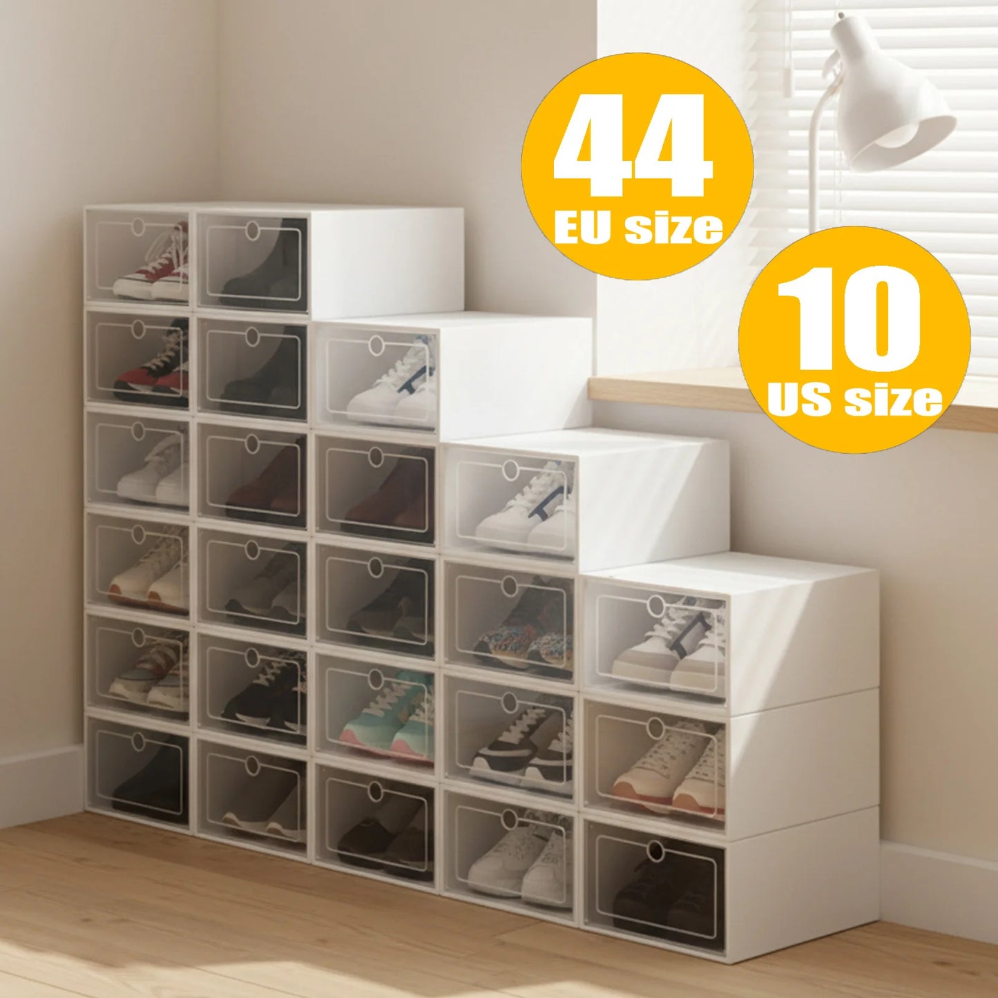 Transparent PP Shoe Box Set 24pcs Stackable Organizer