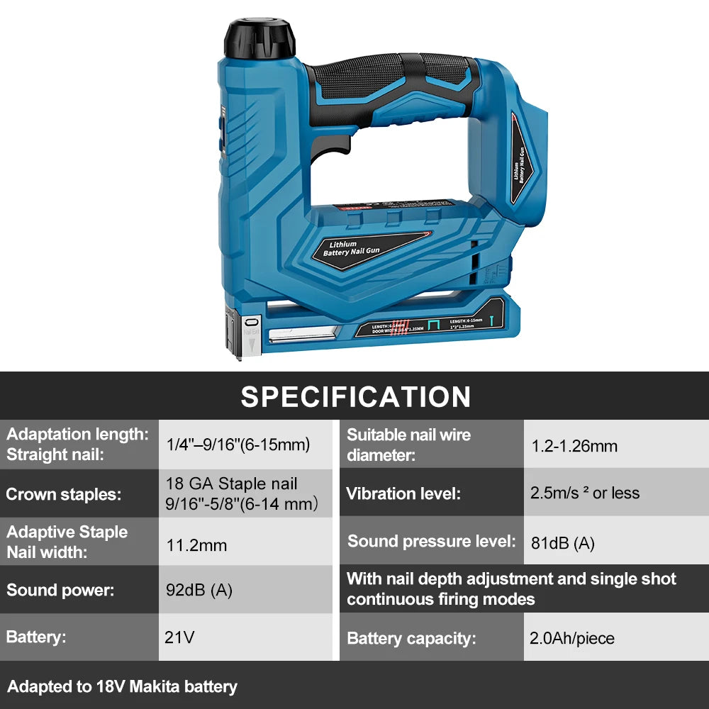 YEARTOP 2in1 Electric Nailer And Stapler Cordless Framing Tool