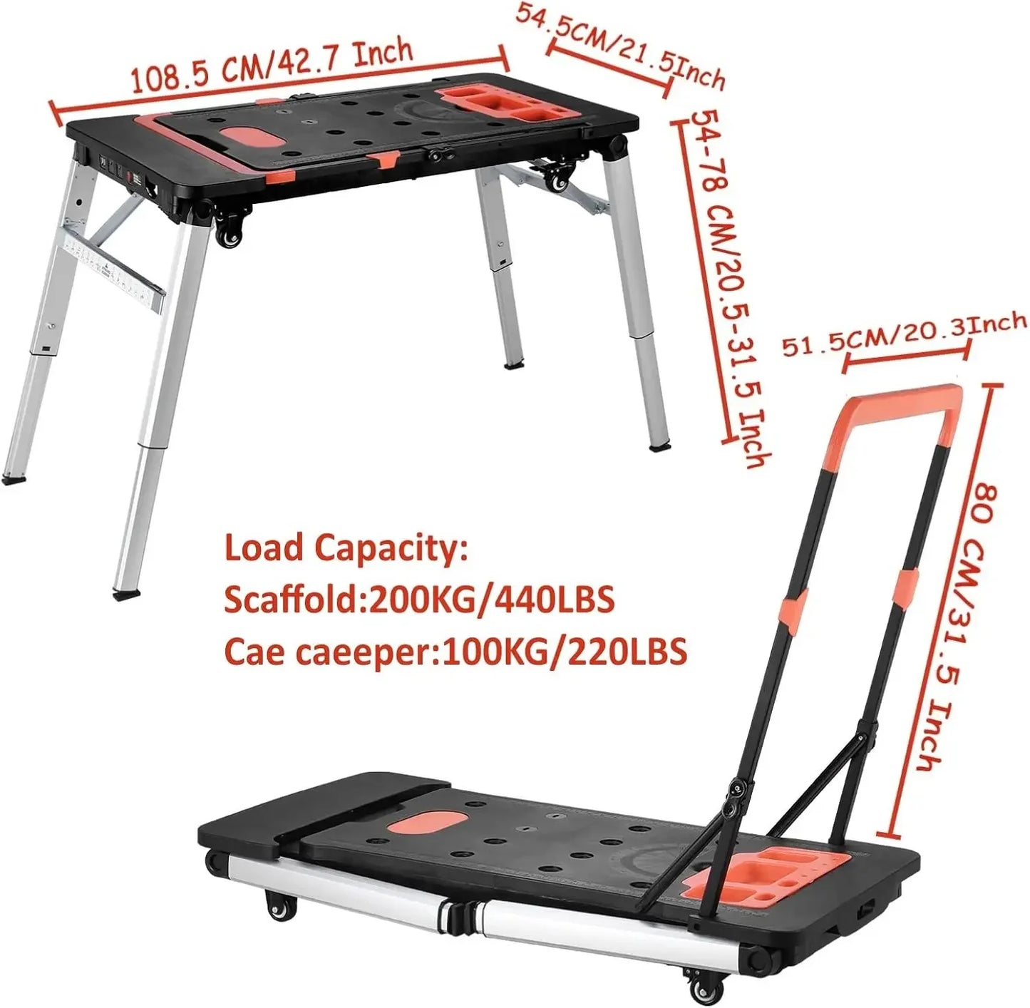 7 In 1 Portable Folding Workbench Sawhorse Table 440 Lbs Capacity