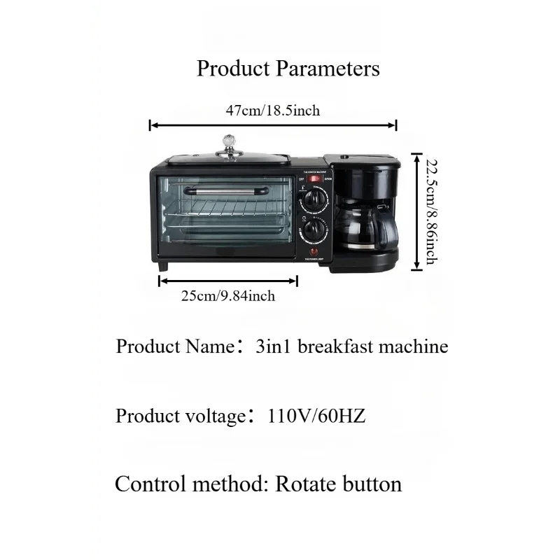 3-In-1 Breakfast Maker With Bread Oven And Coffee Maker