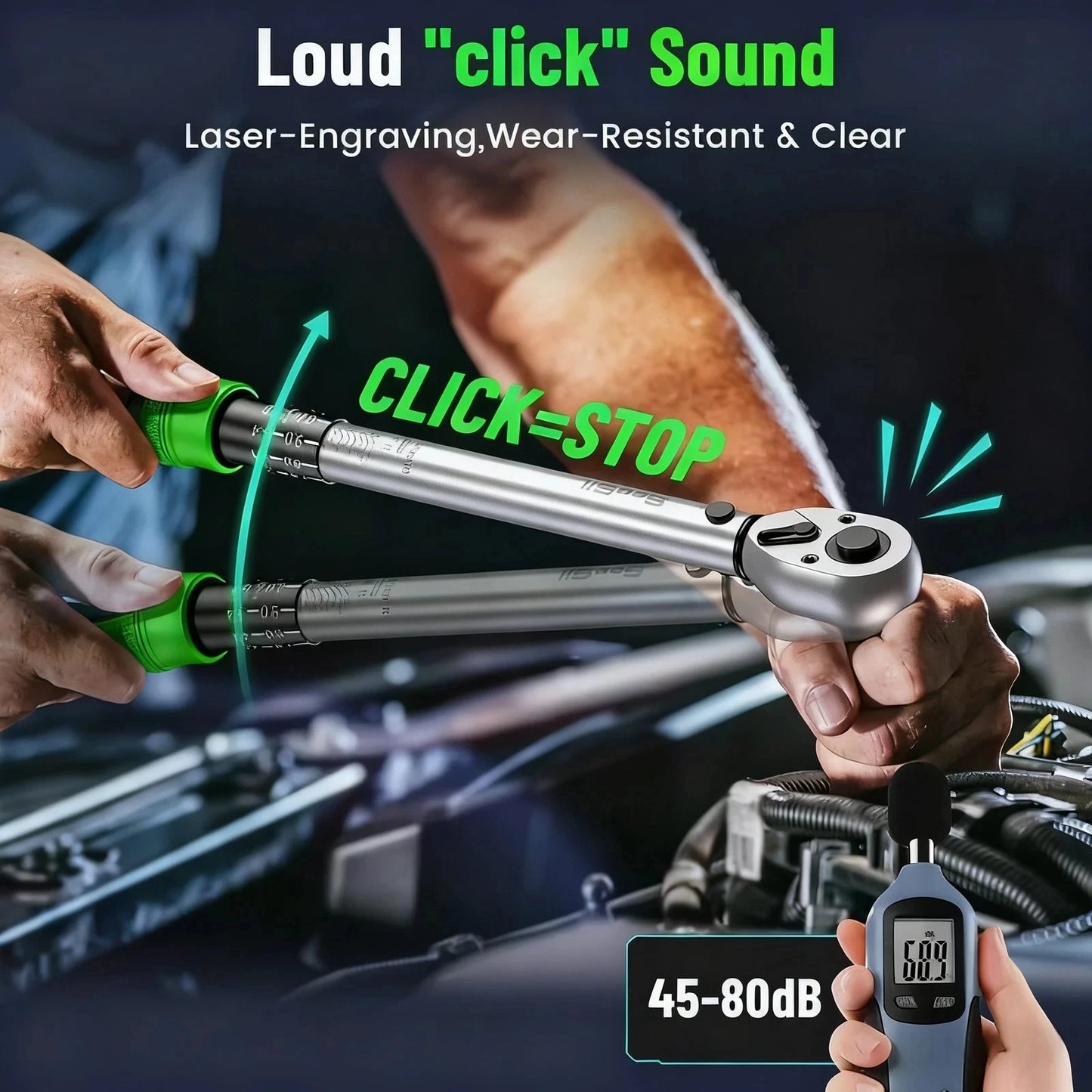 3 Piece Dual Scale Torque Wrench Set With Click Mechanism