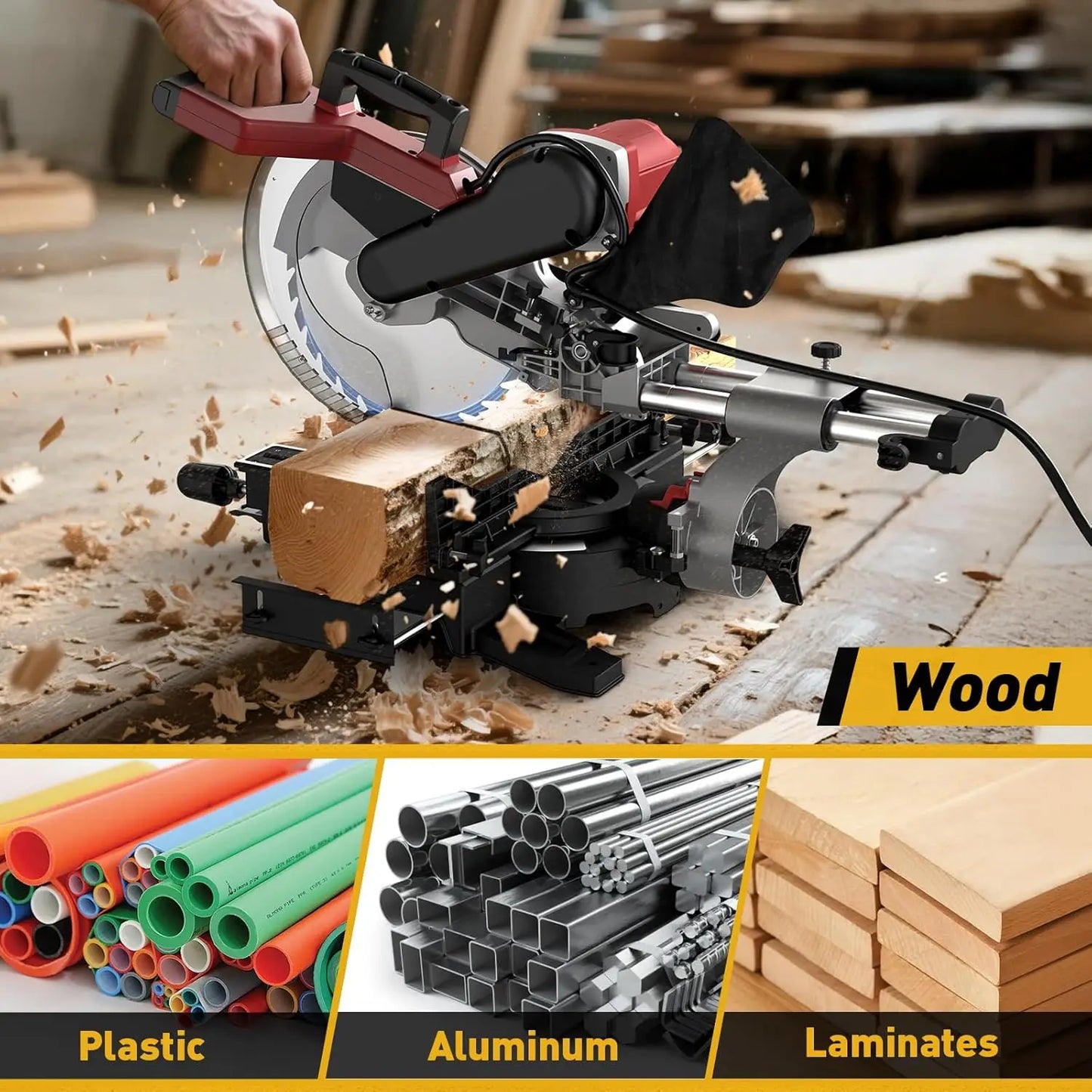Marvtool JS-1207C3 Sliding Compound Miter Saw 15 Amp