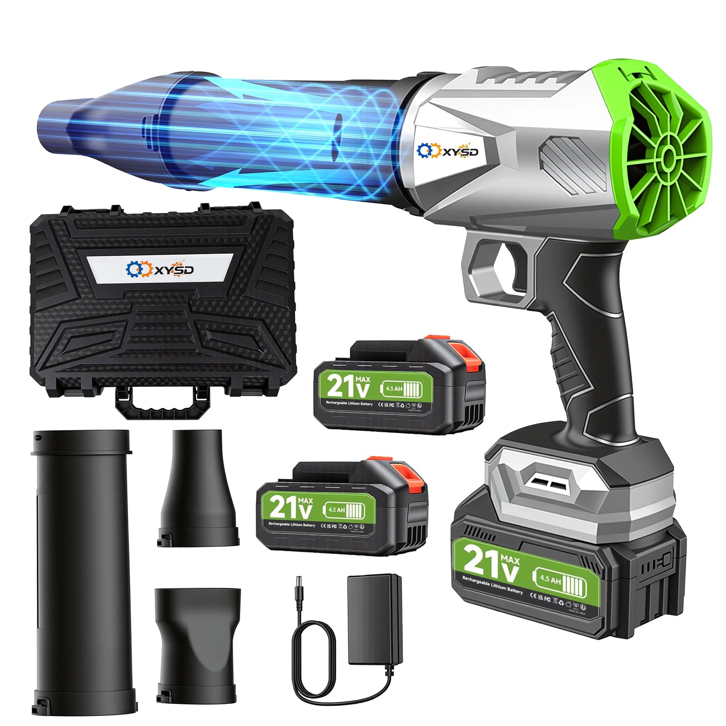 XYSD Cordless Leaf Blower Turbo Jet With Dual 4500mAh Batteries