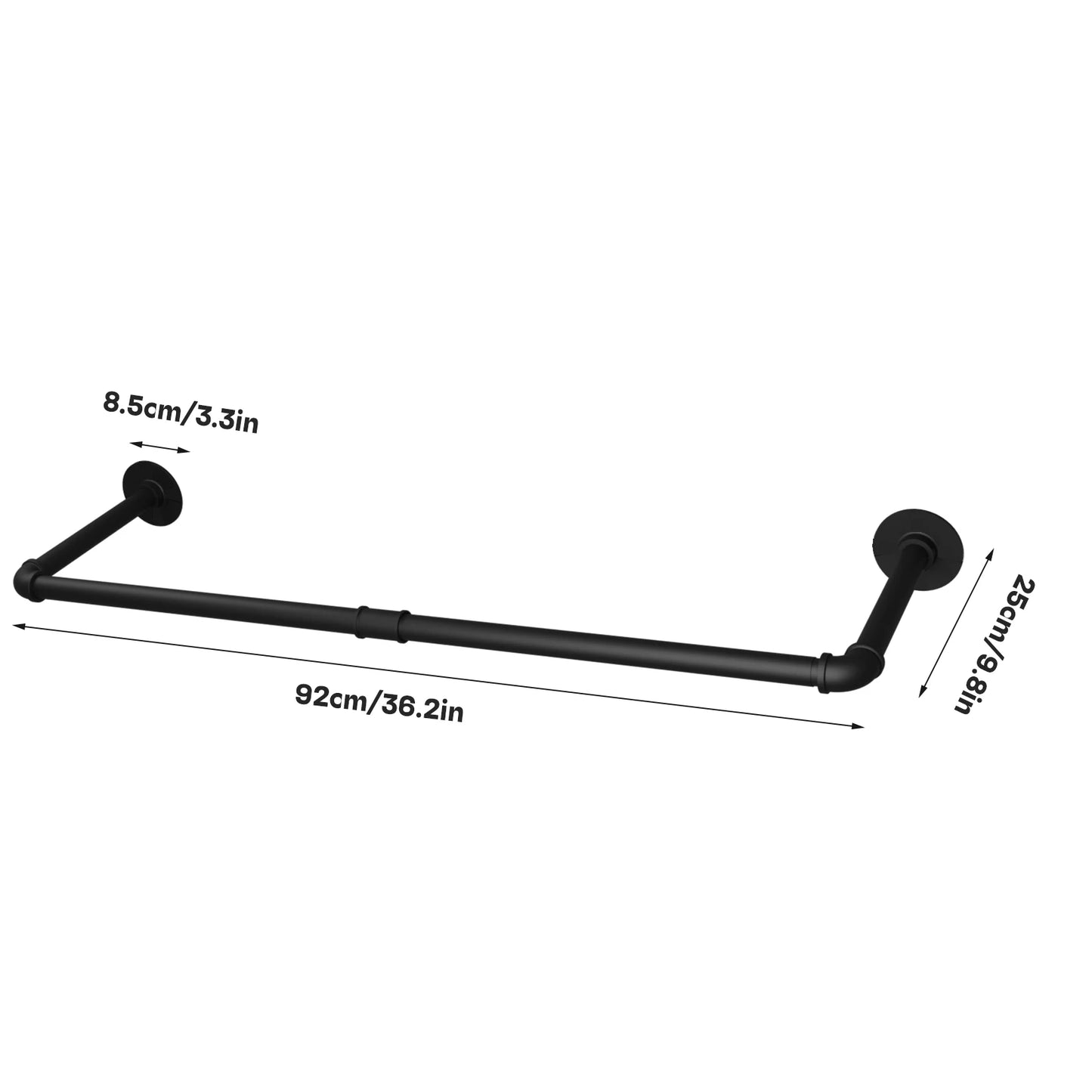 Pack Of 2 Industrial Pipe Clothes Rail Rack Wall Mounted