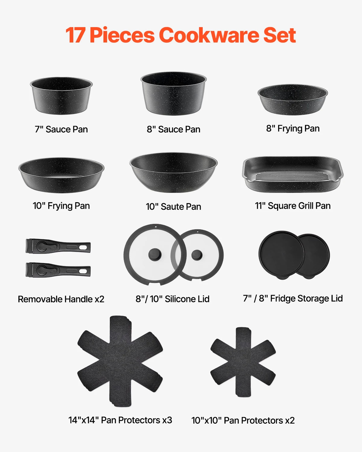 Vevor Nonstick Induction Cookware Set With Tempered Glass Lid