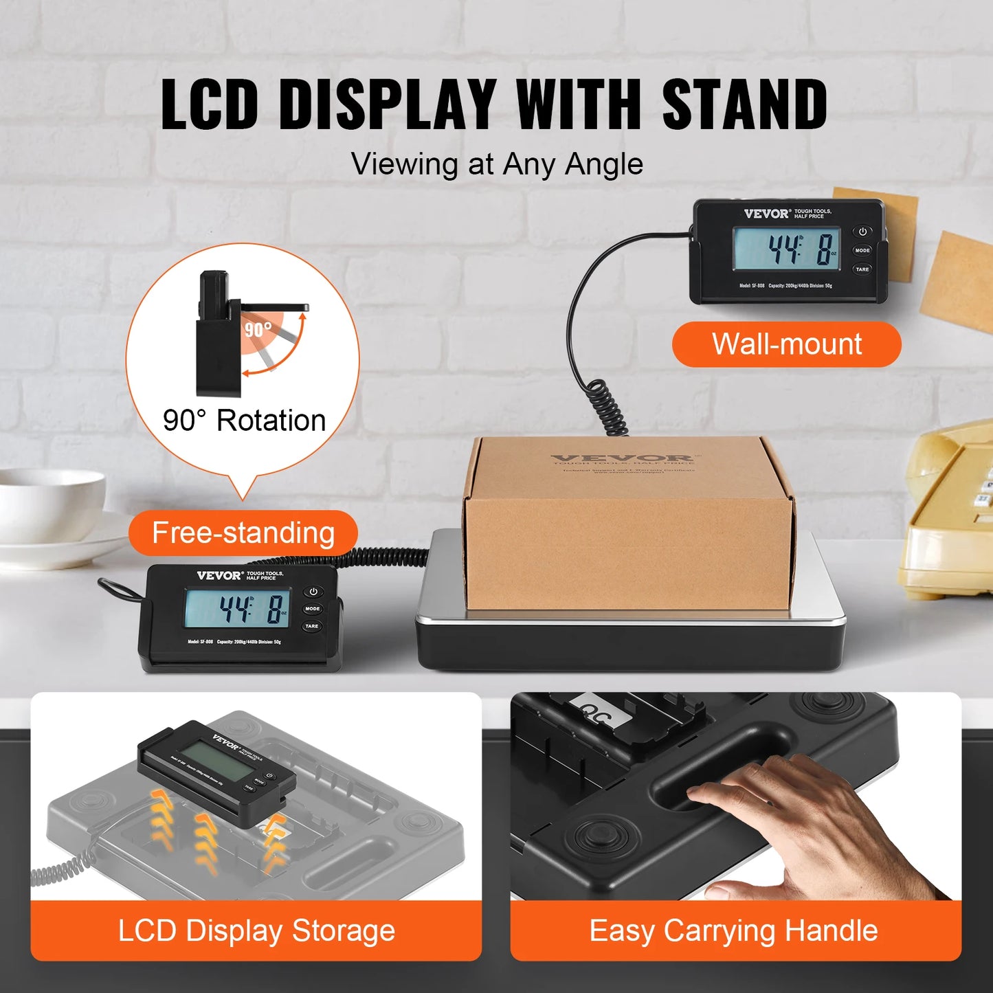 Digital Shipping Scale 440 Lb With Timer Tare Function HD LCD